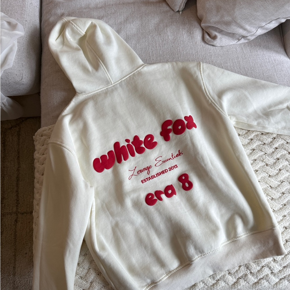 White Fox Boutique Cream and Red Hoodie